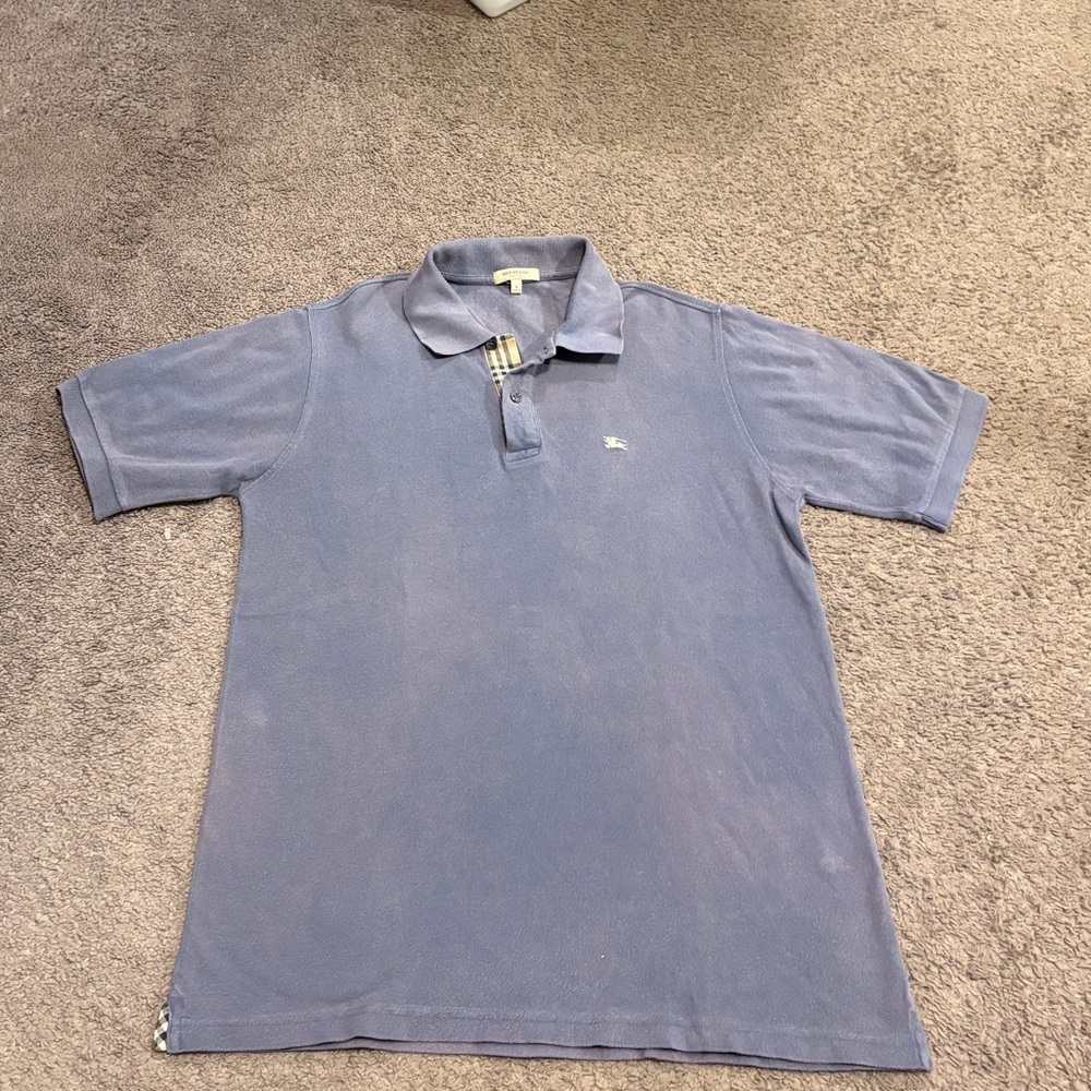 Burberry London Classic Blue Polo Embroidered Motif Men's Small - Picture 4 of 8